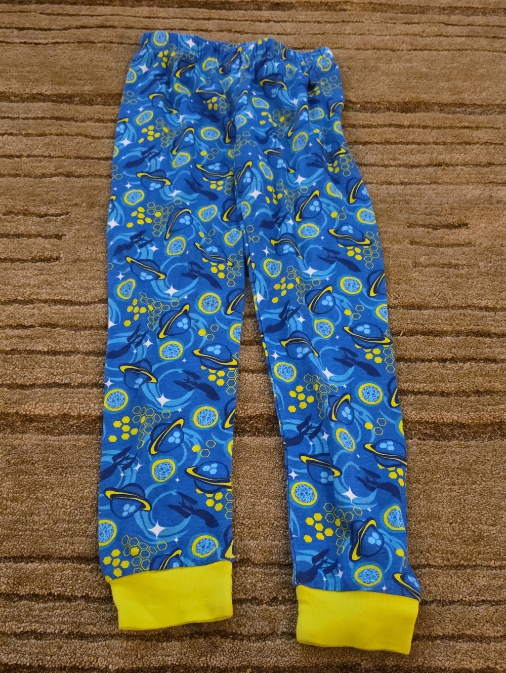 5/25 Blue Kids Pajama Pants with Yellow Cuffs Size 8